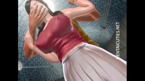 Хентай, где горячая брюнетка прогуливалась ночью, и преступники связали ее и жестко выебали в темном подвале